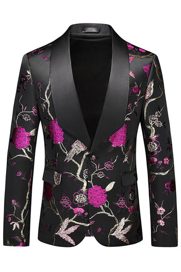 Lila Sjal Kavajslag Jacquard 3 delar Baldräkter för män